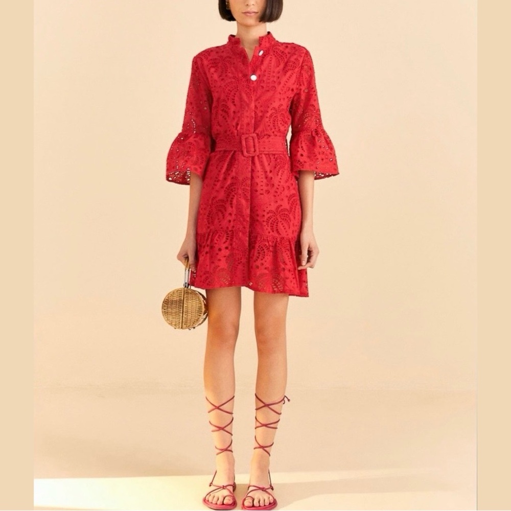 FARM Rio Red Eyelet Dress - Picture 13 of 14